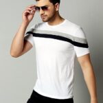 Grey Panel white Tee (Code: MNM106)