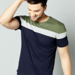 Olive Green Panel T-Shirt (Code: MNM112)