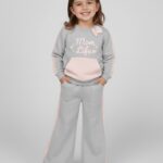 Girls Winter Tracksuit Set – Grey & Pink