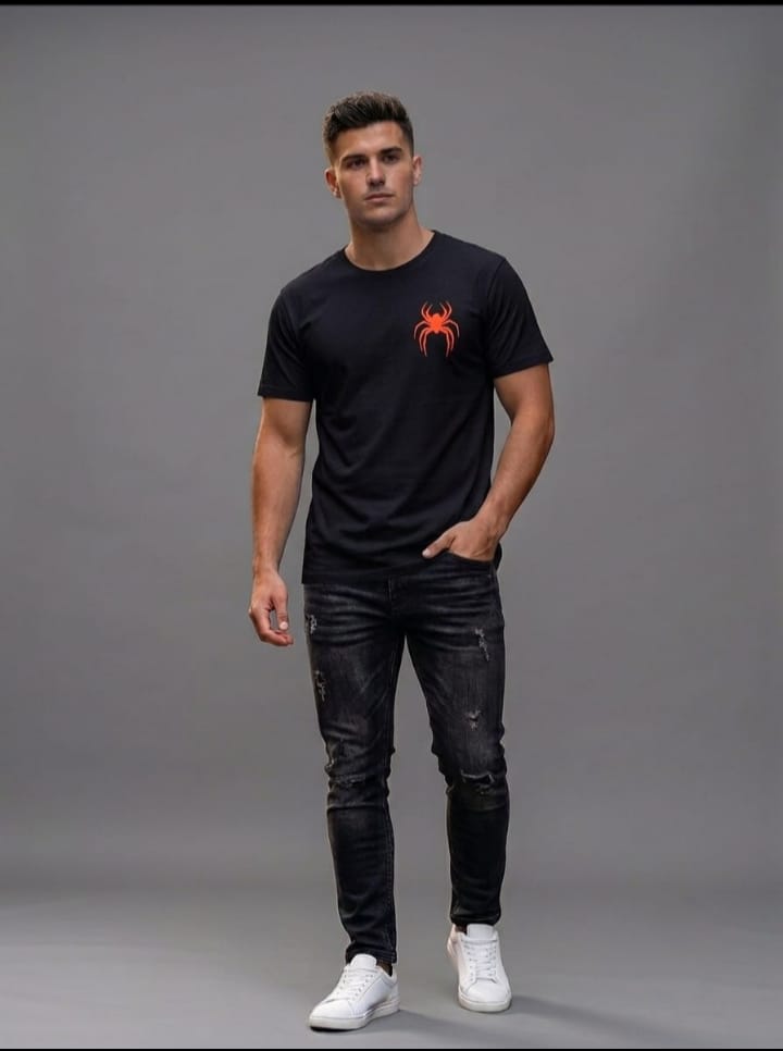 WhatsApp Image 2026-08-05 at 17.52.33 (1) Black Spider Print T-Shirt - Image 1