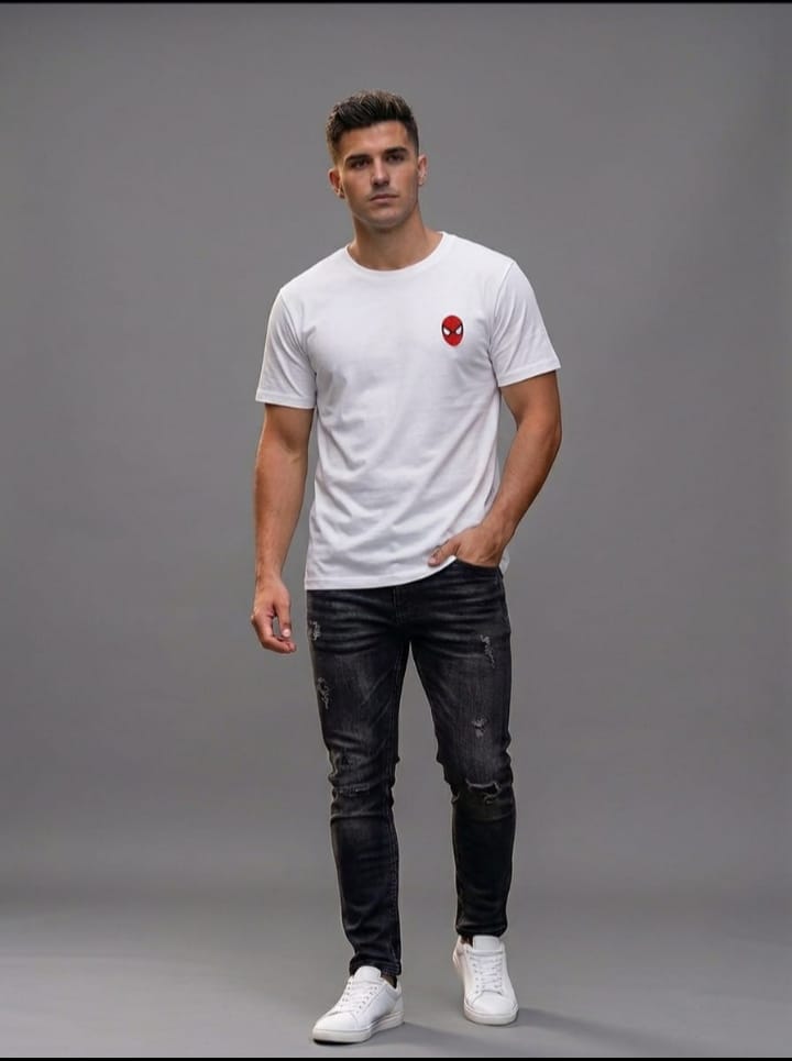 WhatsApp Image 2026-08-05 at 17.52.33 White Minimal Spider Logo T-Shirt for Men - Image 1