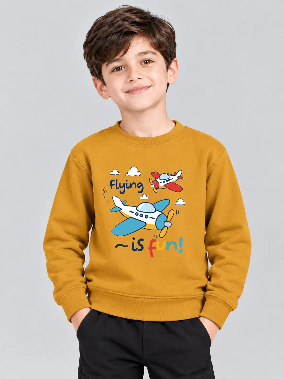 4914c27d-aee6-497b-bee4-5369ad0439c8 Kids’ Flying Is Fun Sweatshirt (CODE:KSS036) - Image 1