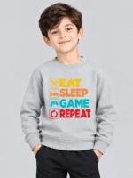 Kids’ Eat Sleep Game Repeat Sweatshirt (CODE:KSS031)
