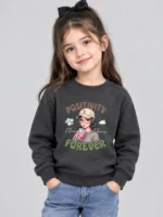 Little Girl's charcoal 'Positivity' Sweatshirt (CODE:GSS013)