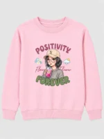 Little Girl's baby pink 'Positivity' Sweatshirt (CODE:GSS014) - Image 2