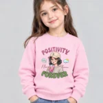 Little Girl's baby pink 'Positivity' Sweatshirt (CODE:GSS014)
