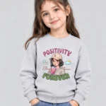 Little Girl's light grey 'Positivity' Sweatshirt (CODE:GSS012)
