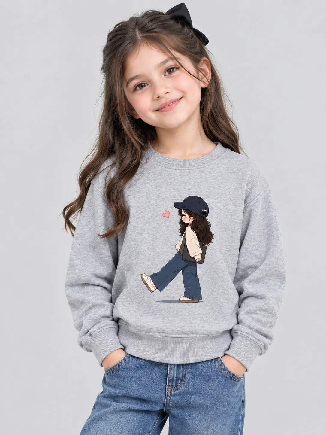 ChatGPT Image Sep 11, 2026, 06_19_54 PM Kids' Cute Cartoon Girl Sweatshirt (CODE:GSS008) - Image 1