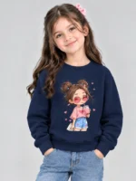 Kids’ navy blue cute Girl Sweats Shirt (CODE:GSS005)