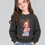 Kids’ charcoal cute Girl Sweats Shirt (CODE:GSS004)