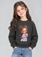 Kids’ charcoal cute Girl Sweats Shirt (CODE:GSS004)