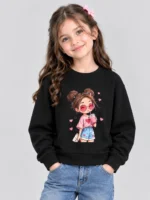 Kids’ Black cute Girl Sweats Shirt (CODE:GSS001)