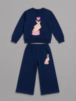 Premium Girls’ Tracksuit (heart-Navy blue) - Image 2
