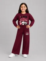 Premium Girls’ Tracksuit (panda-mahroon)