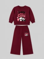 Premium Girls’ Tracksuit (panda-mahroon) - Image 2