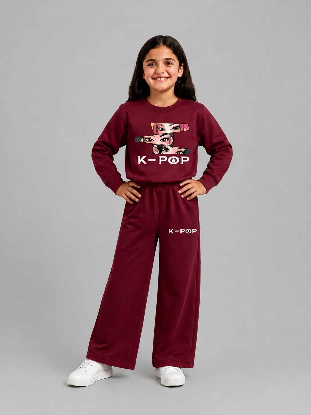 ChatGPT Image Sep 4, 2026, 06_17_38 PM Premium Girls’ Tracksuit (Kpop-mehroon) - Image 1