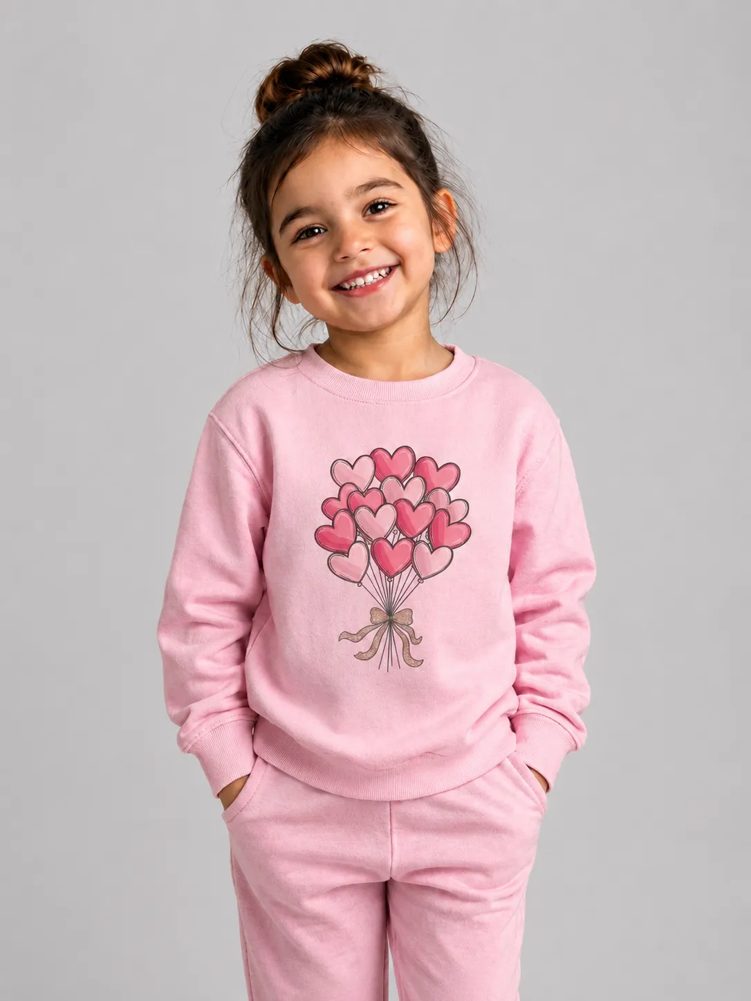 ChatGPT Image Sep 5, 2026, 06_39_31 PM Girls sweat shirt (Heart Balloon Bundle-baby pink) - Image 1