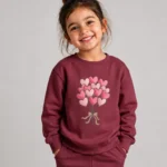 Girls sweat shirt (Heart Balloon Bundle-Maroon)