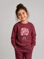 Girls sweat shirt (Heart Balloon Bundle-Maroon)