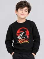Kids’ Black Street Fighter Sweatshirt (CODE:KSS004)