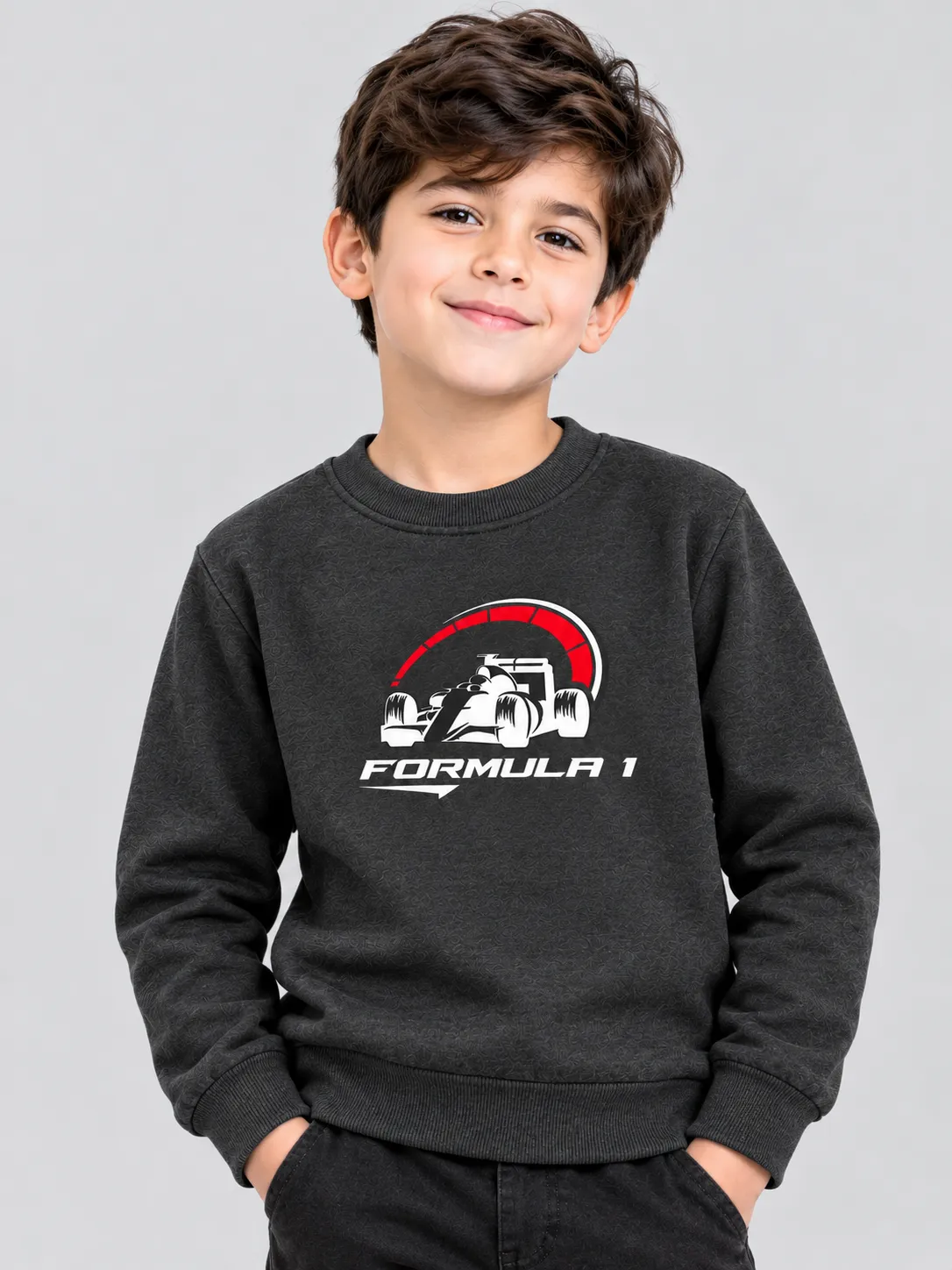 ChatGPT Image Sep 8, 2026, 05_02_13 PM Kids’ charcoal Formula 1 Sweatshirt (CODE:KSS006) - Image 1