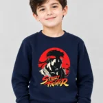 Kids’ Navy Blue Street Fighter Sweatshirt (CODE:KSS012)