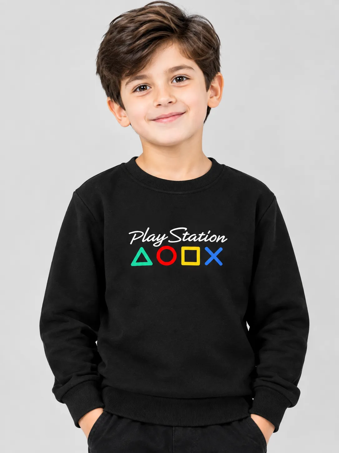 ChatGPT Image Sep 8, 2026, 06_33_15 PM Kids’ Black PlayStation Sweatshirt (CODE:KSS013) - Image 1