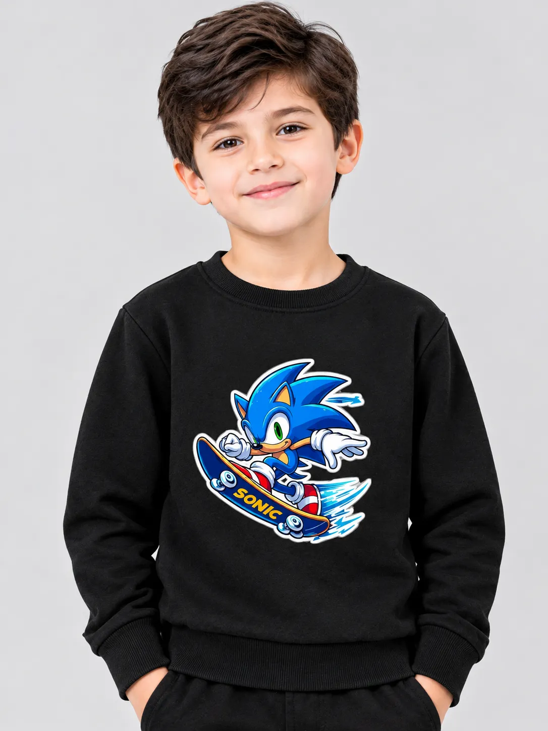 ChatGPT Image Sep 8, 2026, 07_03_35 PM Kids’ Black Sonic Sweatshirt (CODE:KSS015) - Image 1