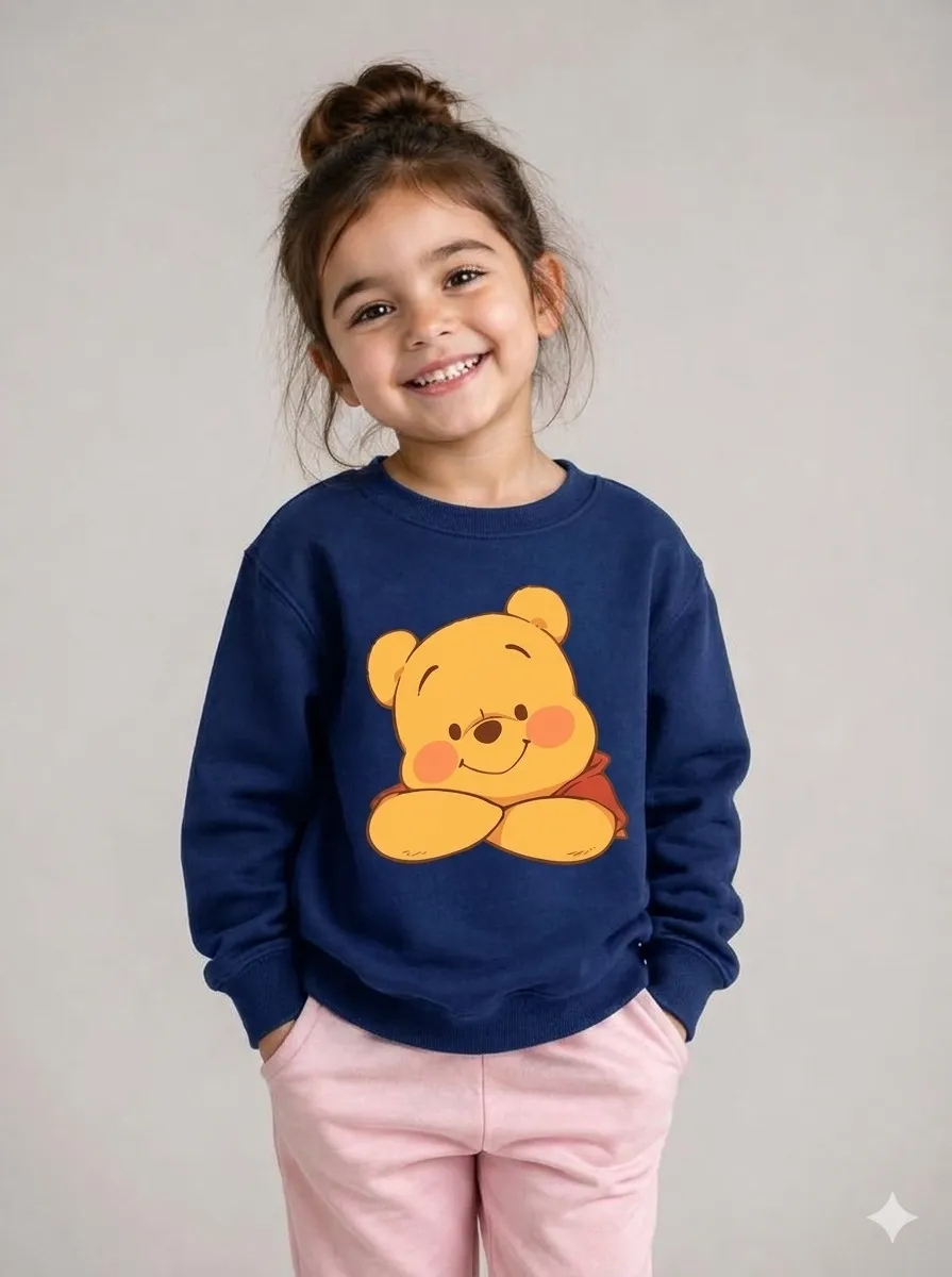 WhatsApp Image 2026-09-05 at 17.10.41 (13) Girls sweat shirt (Pooh Bear-navyblue) - Image 1