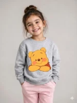 Girls sweat shirt (Pooh Bear-light grey)
