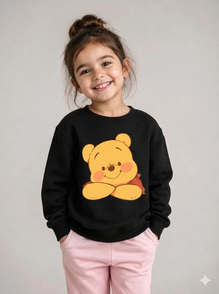 WhatsApp Image 2026-09-05 at 17.10.41 (9) Girls sweat shirt (Pooh Bear-black) - Image 1