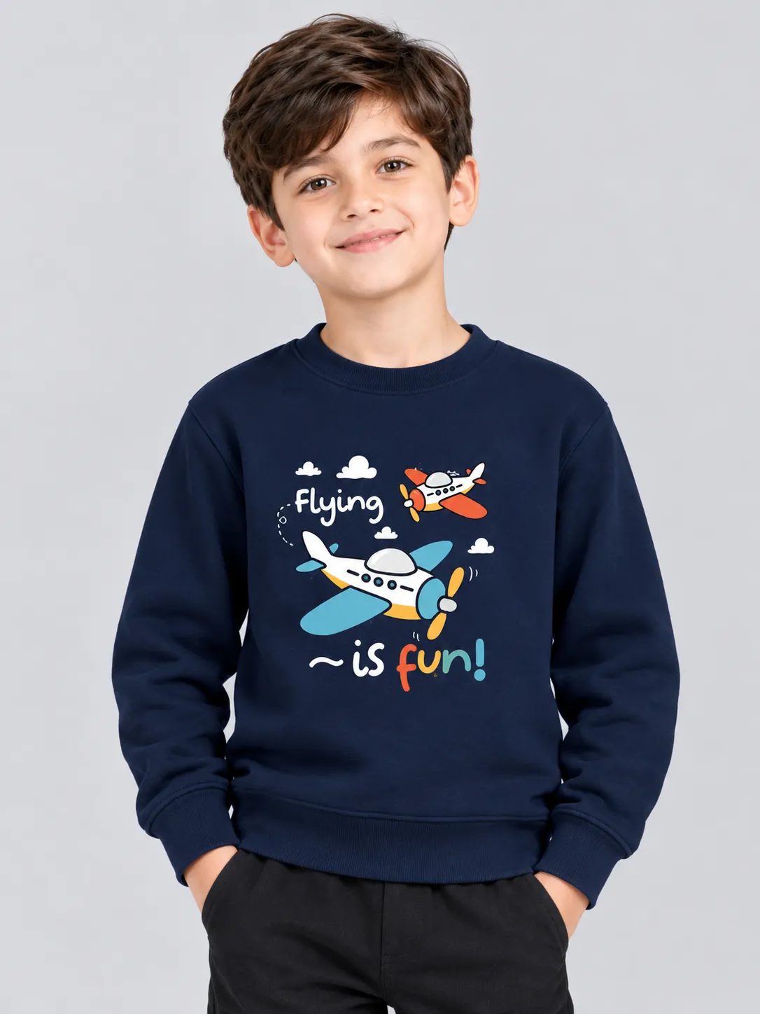 c1cb4ff7-8710-491c-89ca-134e25141388 Kids’ Flying Is Fun Sweatshirt (CODE:KSS030) - Image 1