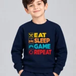 Kids’ Eat Sleep Game Repeat Sweatshirt (CODE:KSS035)