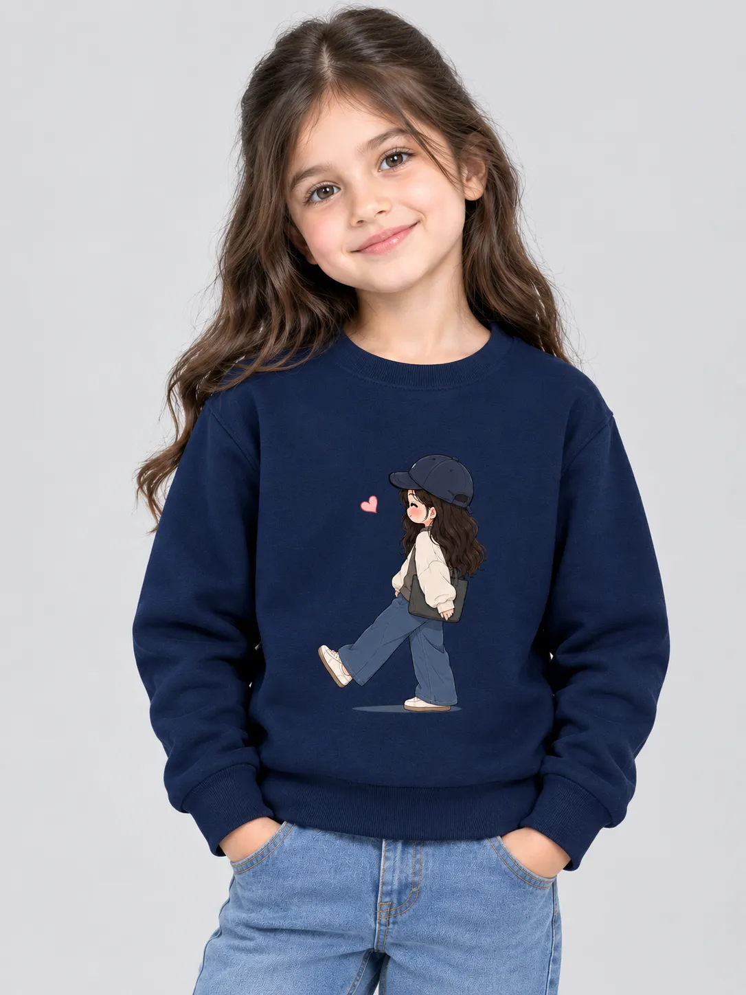 ce0d6171-9ede-412f-8896-7efc1329c128 Kids' Cute Cartoon Girl Sweatshirt (CODE:GSS009) - Image 1