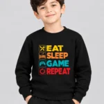 Kids’ Eat Sleep Game Repeat Sweatshirt (CODE:KSS027)