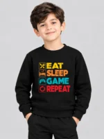 Kids’ Eat Sleep Game Repeat Sweatshirt (CODE:KSS027)