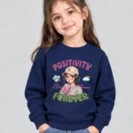 Little Girl's navy Blue 'Positivity' Sweatshirt (CODE:GSS011)