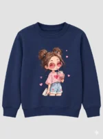 Kids’ navy blue cute Girl Sweats Shirt (CODE:GSS005) - Image 2