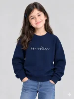 Girls’ Navy Blue MONDAY Sweatshirt (CODE:GSS026)