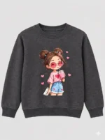 Kids’ charcoal cute Girl Sweats Shirt (CODE:GSS004) - Image 2