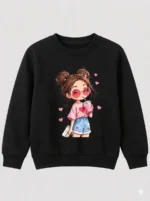 Kids’ Black cute Girl Sweats Shirt (CODE:GSS001) - Image 2