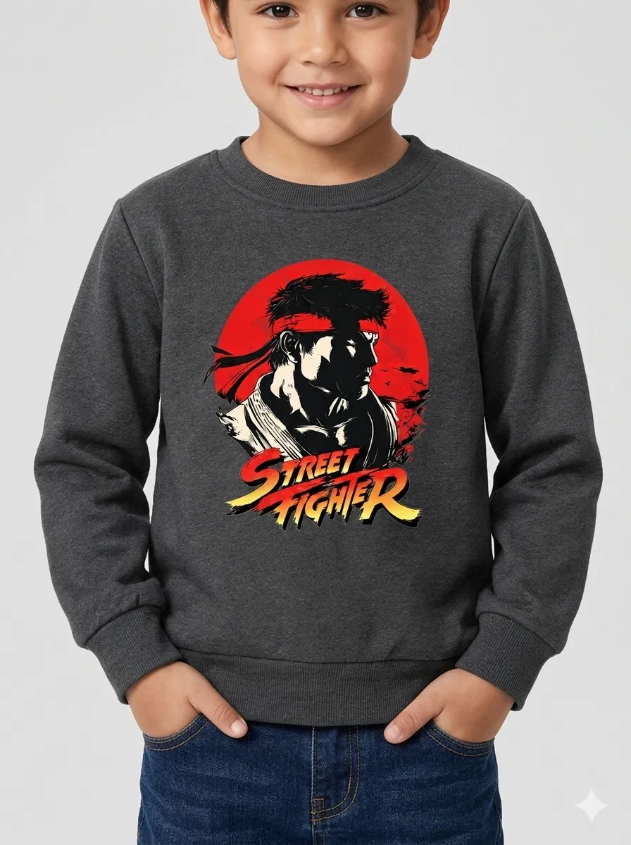 image_a09bac61 Kids’ charcoal Street Fighter Sweatshirt (CODE:KSS019) - Image 1