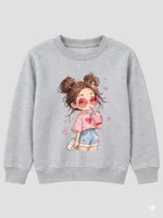 Kids’ Light grey cute Girl Sweats Shirt (CODE:GSS002) - Image 2