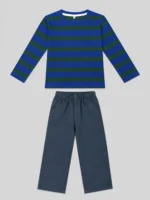 Kids’ Blue & Green Striped T-Shirt Set(CODE:BTS047) - Image 2
