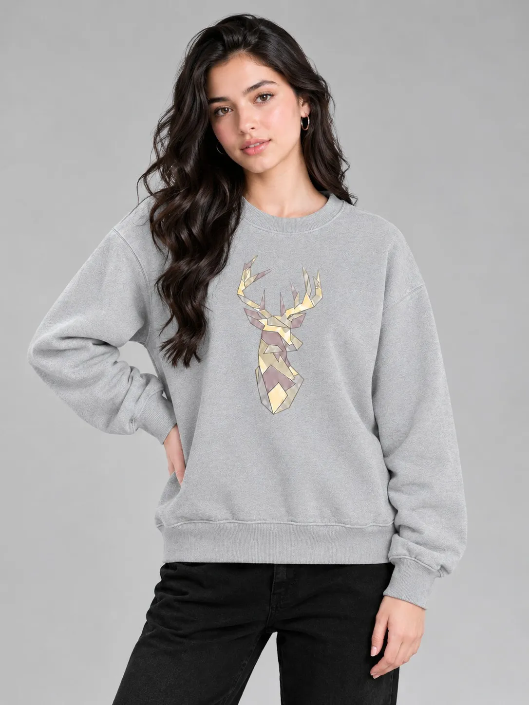 1c15971f-f6e6-457d-a05f-528292792b94 Deer Graphic Sweatshirt (CODE:WSS-011) - Image 1