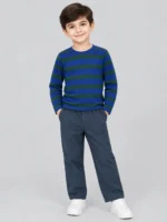 Kids’ Blue & Green Striped T-Shirt Set(CODE:BTS047)