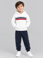Kids’ White & Navy Sunshine Hoodie Tracksuit Set (CODE:BHS002)