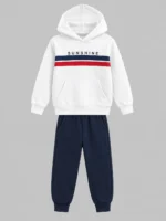 Kids’ White & Navy Sunshine Hoodie Tracksuit Set (CODE:BHS002) - Image 2