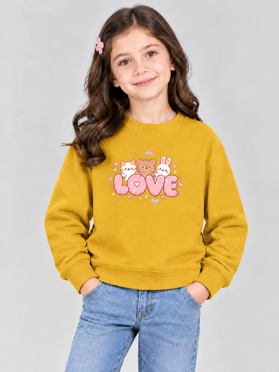 c2618f20-c2c6-4368-9458-3039e0a5637f Girls’ Cute LOVE Sweatshirt (CODE:GSS050) - Image 1
