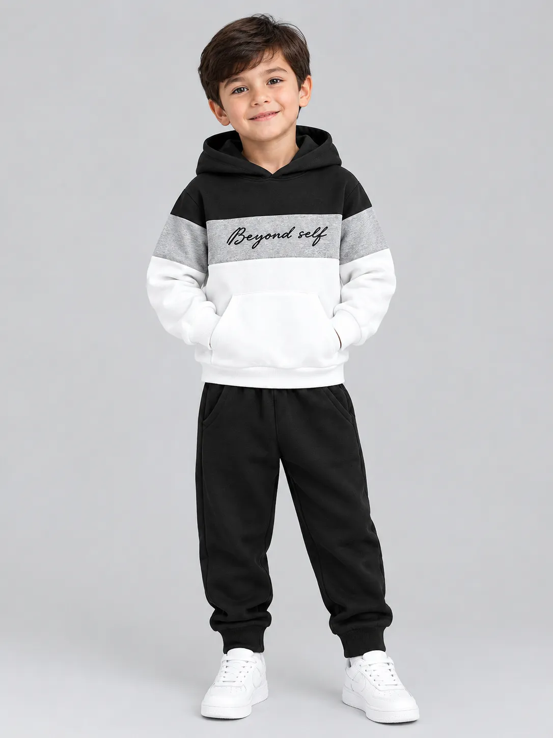 dc6b03e3-9201-4af4-836e-a7f614aea7cf Kids’ Black, Grey & White Beyond Self Tracksuit Set (CODE:BHS004) - Image 1